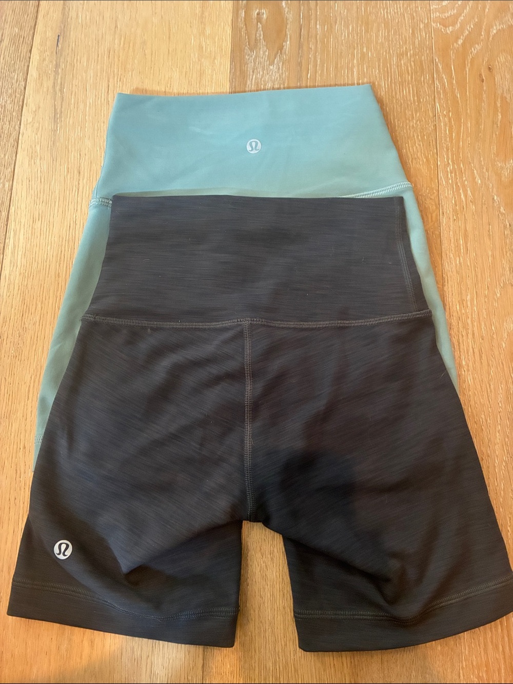 lululemon athletica Black and Teal High-Waist Bike Shorts